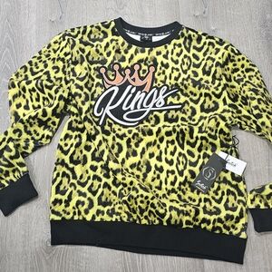 Switch Remarkable Kings Yellow‎ Leopard Sweatshirt Crewneck Athletic Casual NWT